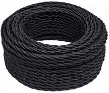 Ретро провод витой Bironi 3х0,75мм черный матовый (50м) картинка 